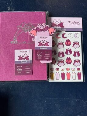 Pusheen Vampurr Journal hardcover, Bookmark and stickers. NWT